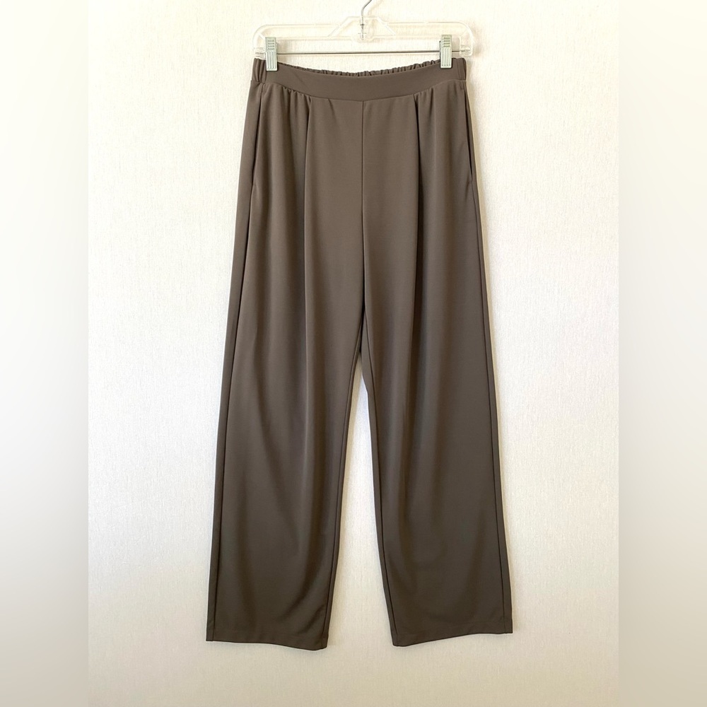 Wide-Leg Pull-On Pants in Taupe